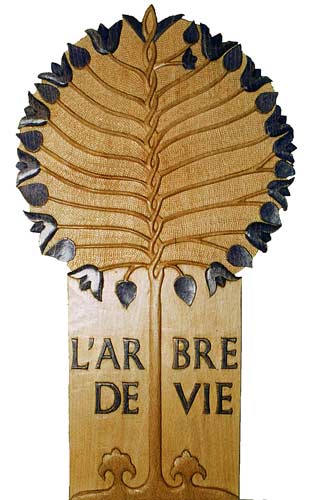 arbre de vie bleu sculpté en bas relief