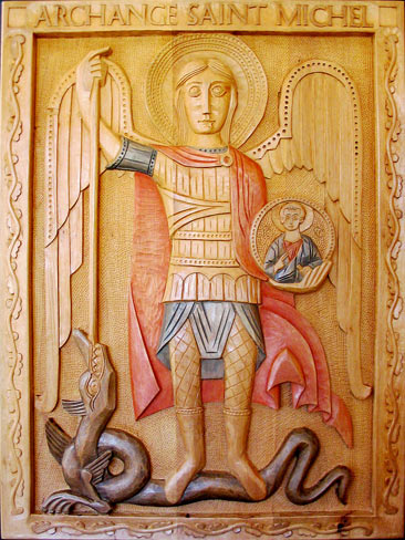 Saint Michel terrasse le dragon, le satan