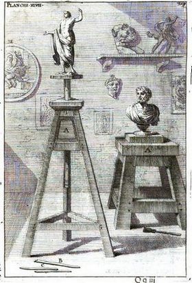 Gravure ancienne représentant l'atelier d'un sculpteur