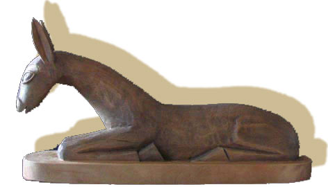 Sculpture de l'ane de la Nativite