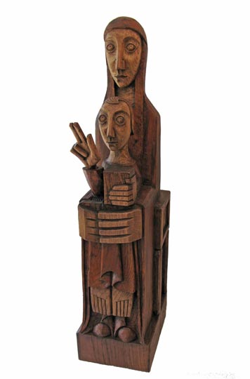 Vierge en majesté sculptée dans du bois